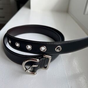 Coach Belt 3960 black leather with silver hardware